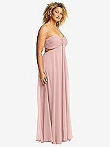 Alt View 2 Thumbnail - Rose - PANTONE Rose Quartz Strapless Empire Waist Cutout Maxi Dress with Covered Button Detail