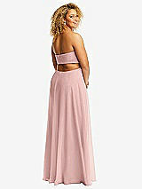 Alt View 3 Thumbnail - Rose - PANTONE Rose Quartz Strapless Empire Waist Cutout Maxi Dress with Covered Button Detail