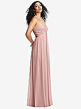 Alt View 4 Thumbnail - Rose - PANTONE Rose Quartz Strapless Empire Waist Cutout Maxi Dress with Covered Button Detail