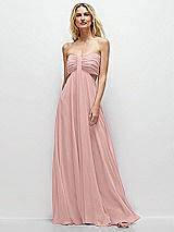 Front View Thumbnail - Rose - PANTONE Rose Quartz Strapless Empire Waist Cutout Maxi Dress with Covered Button Detail