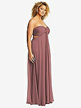 Alt View 2 Thumbnail - Rosewood Strapless Empire Waist Cutout Maxi Dress with Covered Button Detail