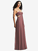 Alt View 6 Thumbnail - Rosewood Strapless Empire Waist Cutout Maxi Dress with Covered Button Detail