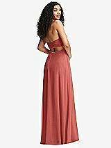 Alt View 7 Thumbnail - Coral Pink Strapless Empire Waist Cutout Maxi Dress with Covered Button Detail