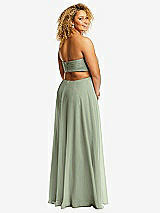 Alt View 3 Thumbnail - Sage Strapless Empire Waist Cutout Maxi Dress with Covered Button Detail