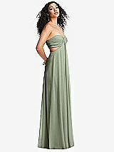 Alt View 4 Thumbnail - Sage Strapless Empire Waist Cutout Maxi Dress with Covered Button Detail