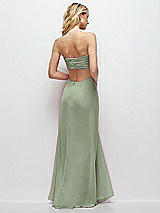 Side View Thumbnail - Sage Strapless Empire Waist Cutout Maxi Dress with Covered Button Detail