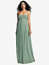 Alt View 5 Thumbnail - Seagrass Strapless Empire Waist Cutout Maxi Dress with Covered Button Detail