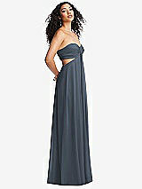 Alt View 4 Thumbnail - Silverstone Strapless Empire Waist Cutout Maxi Dress with Covered Button Detail