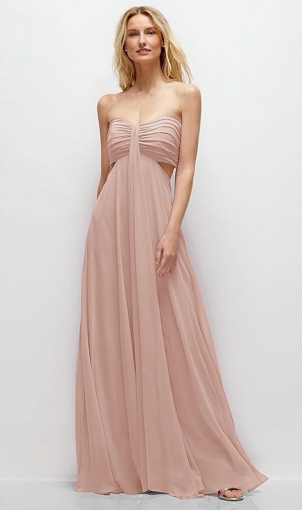 Front View - Toasted Sugar Strapless Empire Waist Cutout Maxi Dress with Covered Button Detail