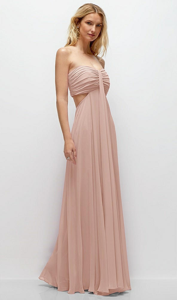 Back View - Toasted Sugar Strapless Empire Waist Cutout Maxi Dress with Covered Button Detail