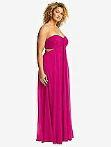 Alt View 2 Thumbnail - Think Pink Strapless Empire Waist Cutout Maxi Dress with Covered Button Detail