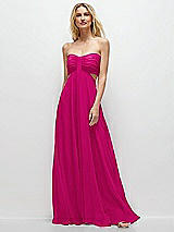 Front View Thumbnail - Think Pink Strapless Empire Waist Cutout Maxi Dress with Covered Button Detail