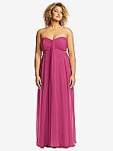 Alt View 1 Thumbnail - Tea Rose Strapless Empire Waist Cutout Maxi Dress with Covered Button Detail