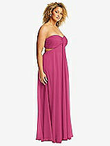 Alt View 2 Thumbnail - Tea Rose Strapless Empire Waist Cutout Maxi Dress with Covered Button Detail