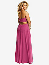 Alt View 3 Thumbnail - Tea Rose Strapless Empire Waist Cutout Maxi Dress with Covered Button Detail