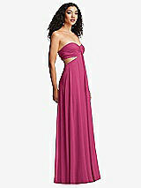 Alt View 6 Thumbnail - Tea Rose Strapless Empire Waist Cutout Maxi Dress with Covered Button Detail