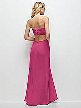 Side View Thumbnail - Tea Rose Strapless Empire Waist Cutout Maxi Dress with Covered Button Detail