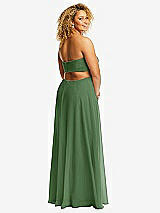 Alt View 3 Thumbnail - Vineyard Green Strapless Empire Waist Cutout Maxi Dress with Covered Button Detail