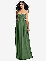 Alt View 5 Thumbnail - Vineyard Green Strapless Empire Waist Cutout Maxi Dress with Covered Button Detail