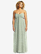 Alt View 1 Thumbnail - Vintage Primrose Sage Strapless Empire Waist Cutout Maxi Dress with Covered Button Detail