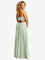 Alt View 3 Thumbnail - Vintage Primrose Sage Strapless Empire Waist Cutout Maxi Dress with Covered Button Detail