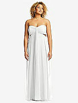 Alt View 1 Thumbnail - White Strapless Empire Waist Cutout Maxi Dress with Covered Button Detail