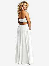 Alt View 3 Thumbnail - White Strapless Empire Waist Cutout Maxi Dress with Covered Button Detail