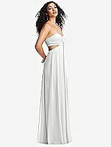 Alt View 4 Thumbnail - White Strapless Empire Waist Cutout Maxi Dress with Covered Button Detail