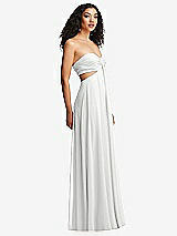 Alt View 6 Thumbnail - White Strapless Empire Waist Cutout Maxi Dress with Covered Button Detail