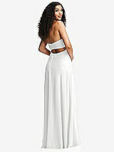 Alt View 7 Thumbnail - White Strapless Empire Waist Cutout Maxi Dress with Covered Button Detail