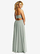 Alt View 3 Thumbnail - Willow Green Strapless Empire Waist Cutout Maxi Dress with Covered Button Detail