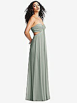 Alt View 4 Thumbnail - Willow Green Strapless Empire Waist Cutout Maxi Dress with Covered Button Detail