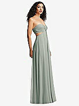 Alt View 6 Thumbnail - Willow Green Strapless Empire Waist Cutout Maxi Dress with Covered Button Detail