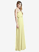 Side View Thumbnail - Butter Yellow Skinny Tie-Shoulder Ruffle-Trimmed Blouson Maxi Dress