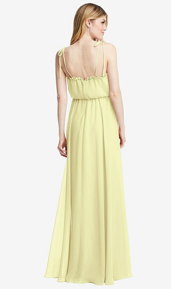 Back View - Butter Yellow Skinny Tie-Shoulder Ruffle-Trimmed Blouson Maxi Dress