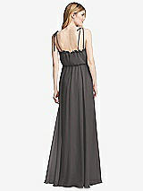 Rear View Thumbnail - Caviar Gray Skinny Tie-Shoulder Ruffle-Trimmed Blouson Maxi Dress