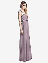 Side View Thumbnail - Lilac Dusk Skinny Tie-Shoulder Ruffle-Trimmed Blouson Maxi Dress