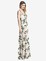 Side View Thumbnail - Palm Beach Print Skinny Tie-Shoulder Ruffle-Trimmed Blouson Maxi Dress