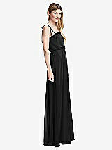 Side View Thumbnail - Black Skinny Tie-Shoulder Ruffle-Trimmed Blouson Maxi Dress