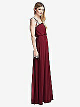 Side View Thumbnail - Burgundy Skinny Tie-Shoulder Ruffle-Trimmed Blouson Maxi Dress