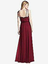 Rear View Thumbnail - Burgundy Skinny Tie-Shoulder Ruffle-Trimmed Blouson Maxi Dress