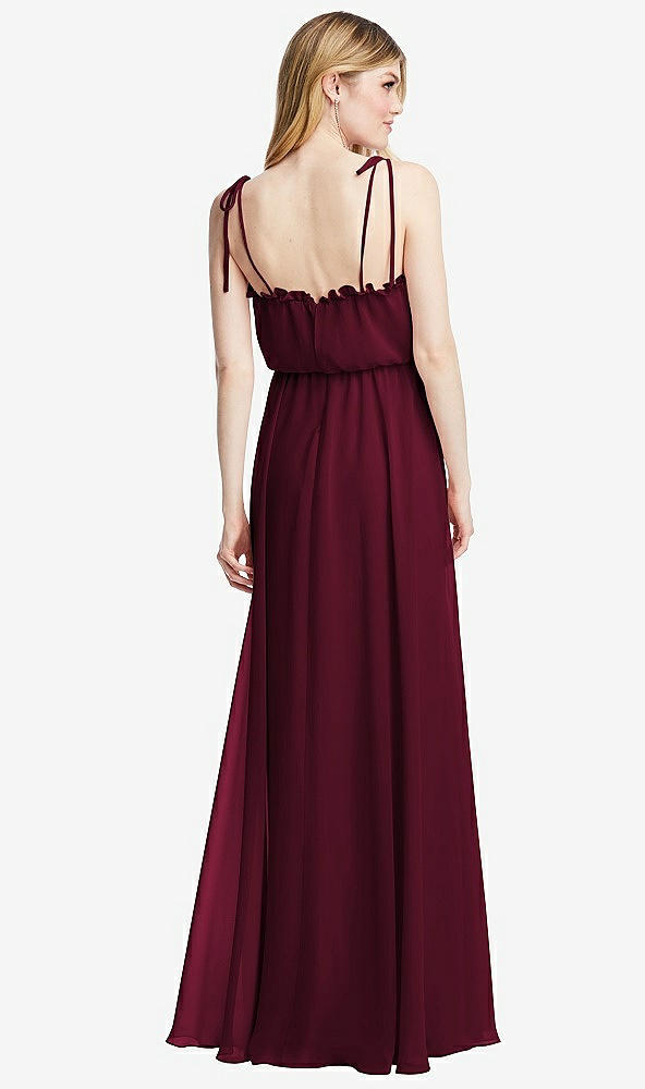 Back View - Cabernet Skinny Tie-Shoulder Ruffle-Trimmed Blouson Maxi Dress