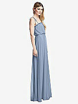 Side View Thumbnail - Cloudy Skinny Tie-Shoulder Ruffle-Trimmed Blouson Maxi Dress