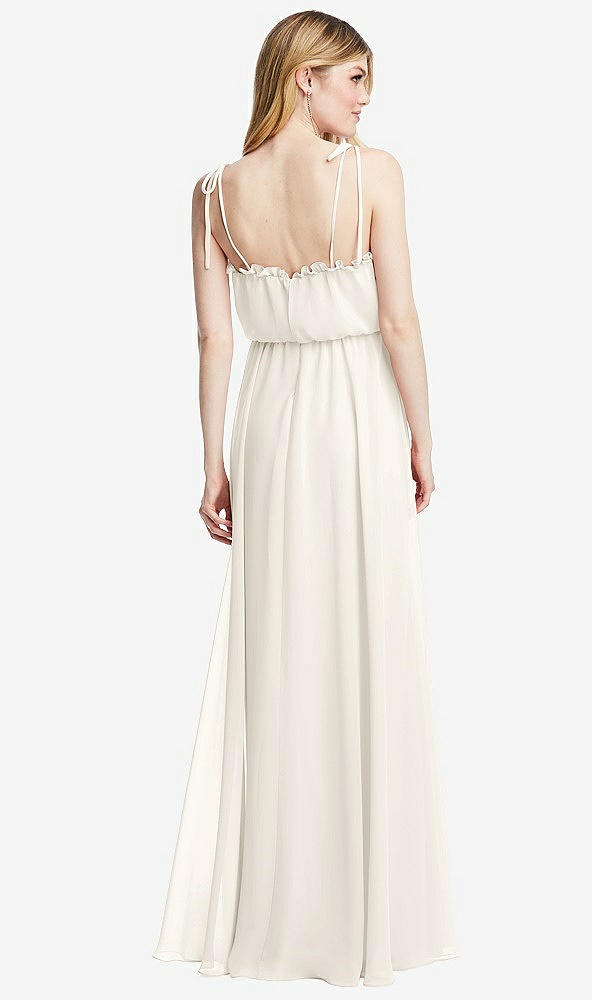 Back View - Ivory Skinny Tie-Shoulder Ruffle-Trimmed Blouson Maxi Dress