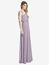 Side View Thumbnail - Lilac Haze Skinny Tie-Shoulder Ruffle-Trimmed Blouson Maxi Dress