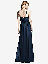 Rear View Thumbnail - Midnight Navy Skinny Tie-Shoulder Ruffle-Trimmed Blouson Maxi Dress