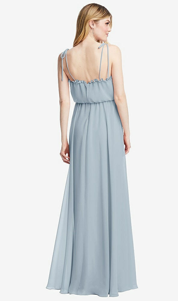 Back View - Mist Skinny Tie-Shoulder Ruffle-Trimmed Blouson Maxi Dress