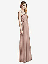 Side View Thumbnail - Neu Nude Skinny Tie-Shoulder Ruffle-Trimmed Blouson Maxi Dress