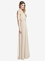 Side View Thumbnail - Oat Skinny Tie-Shoulder Ruffle-Trimmed Blouson Maxi Dress