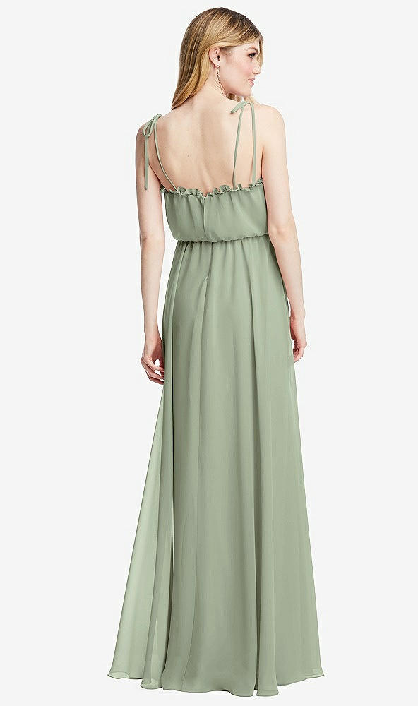 Back View - Sage Skinny Tie-Shoulder Ruffle-Trimmed Blouson Maxi Dress